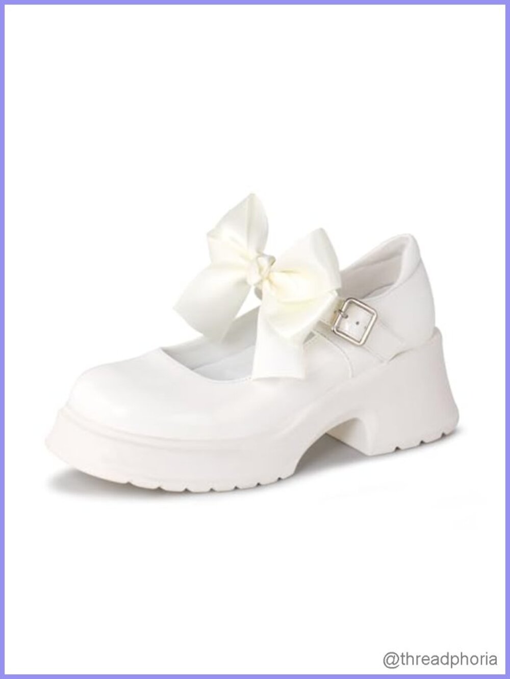Women's Mary Jane Platform Heels Chunky Block Ankle Strap Detachable Bow
